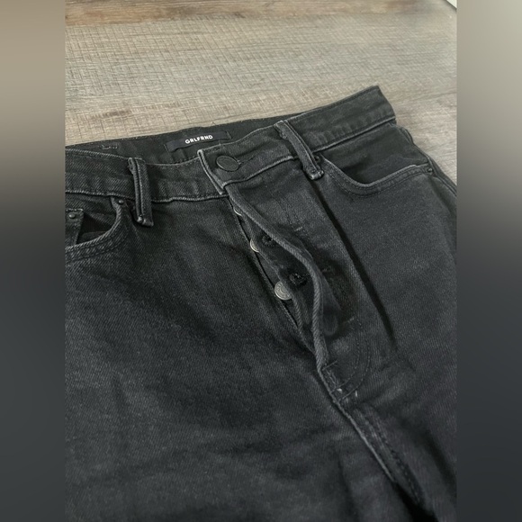 GRLFRND Karolina Jeans 28 Nine Lives Black Raw Hem Distressed Skinny Straight - Picture 4 of 6